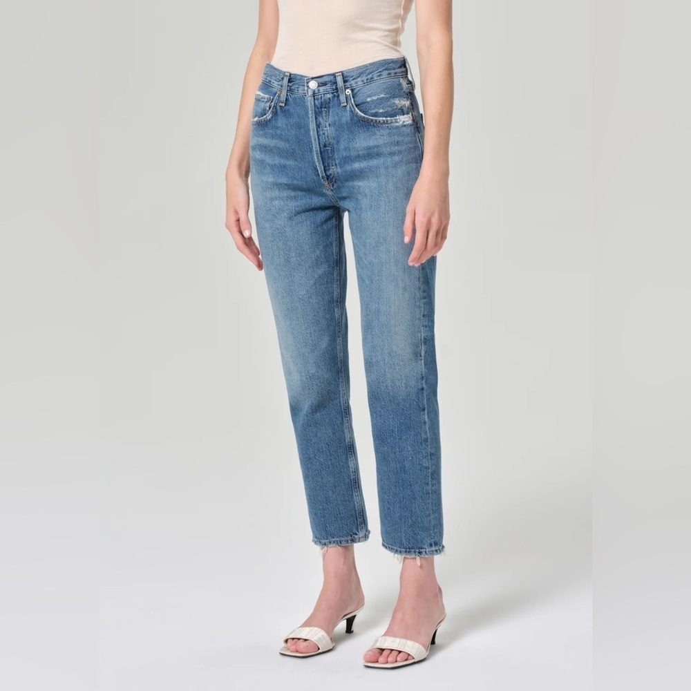 AGOLDE Riley High Rise Straight Crop Jeans in Frequency (J4)